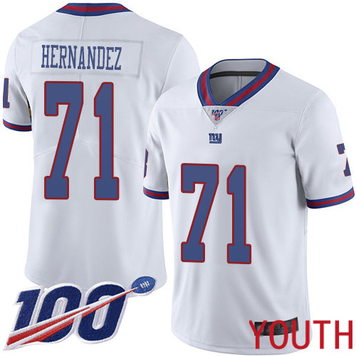 Youth New York Giants #71 Will Hernandez Limited White Rush Vapor Untouchable 100th Season Football NFL Jersey